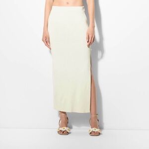 Wild Fable - Women's Maxi Sweater Skirt pearl side slit white/off white
